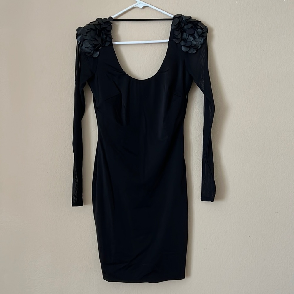 Bebe Black Dress with Shoulder Detail